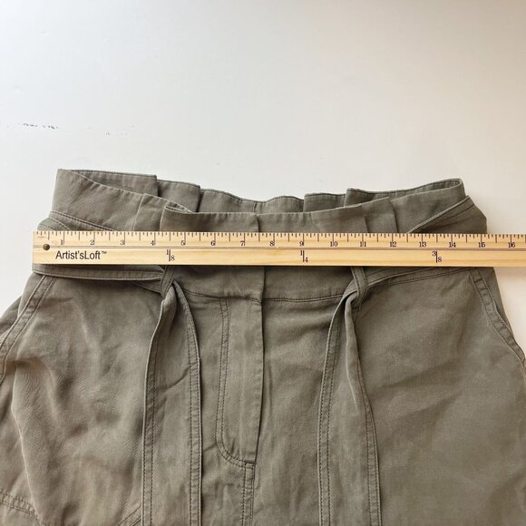 Boden Elgin Paperbag Shorts High Rise Green Lyocell Pockets - Size 8 - Picture 7 of 9